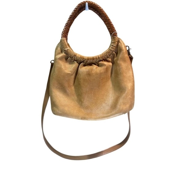 Fossil Women's Beige Leather Crossbody Bucket Bag with Removable Strap Vintage - Picture 1 of 7